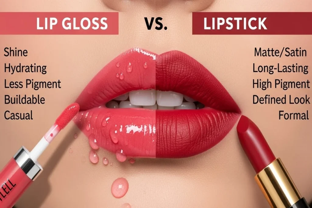 Lip Gloss vs Lipstick Differences, Benefits, and Tips