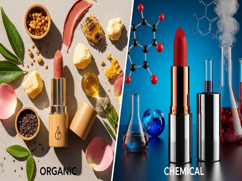 organic lipstick and chemical lipstick