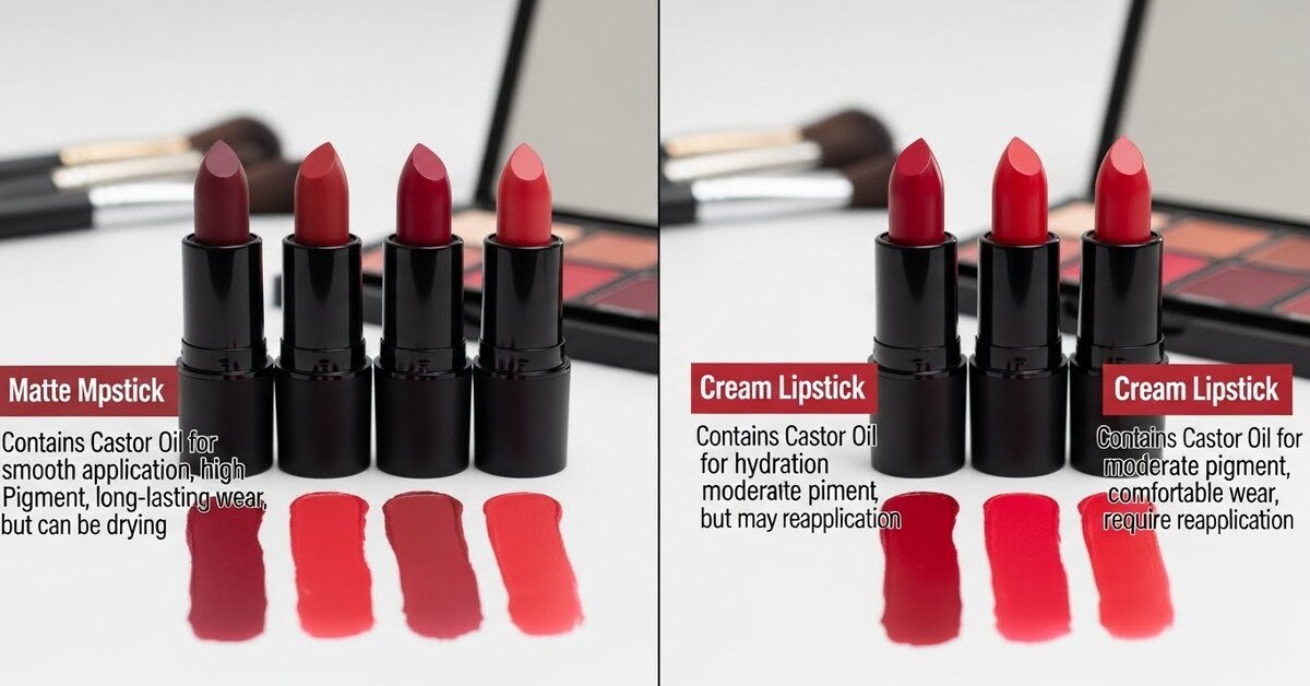 Castor Oil in Matte vs Cream Lipstick