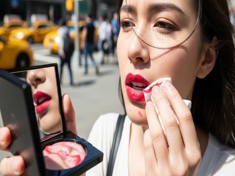 How to Fix Smudged Lipstick on the Go
